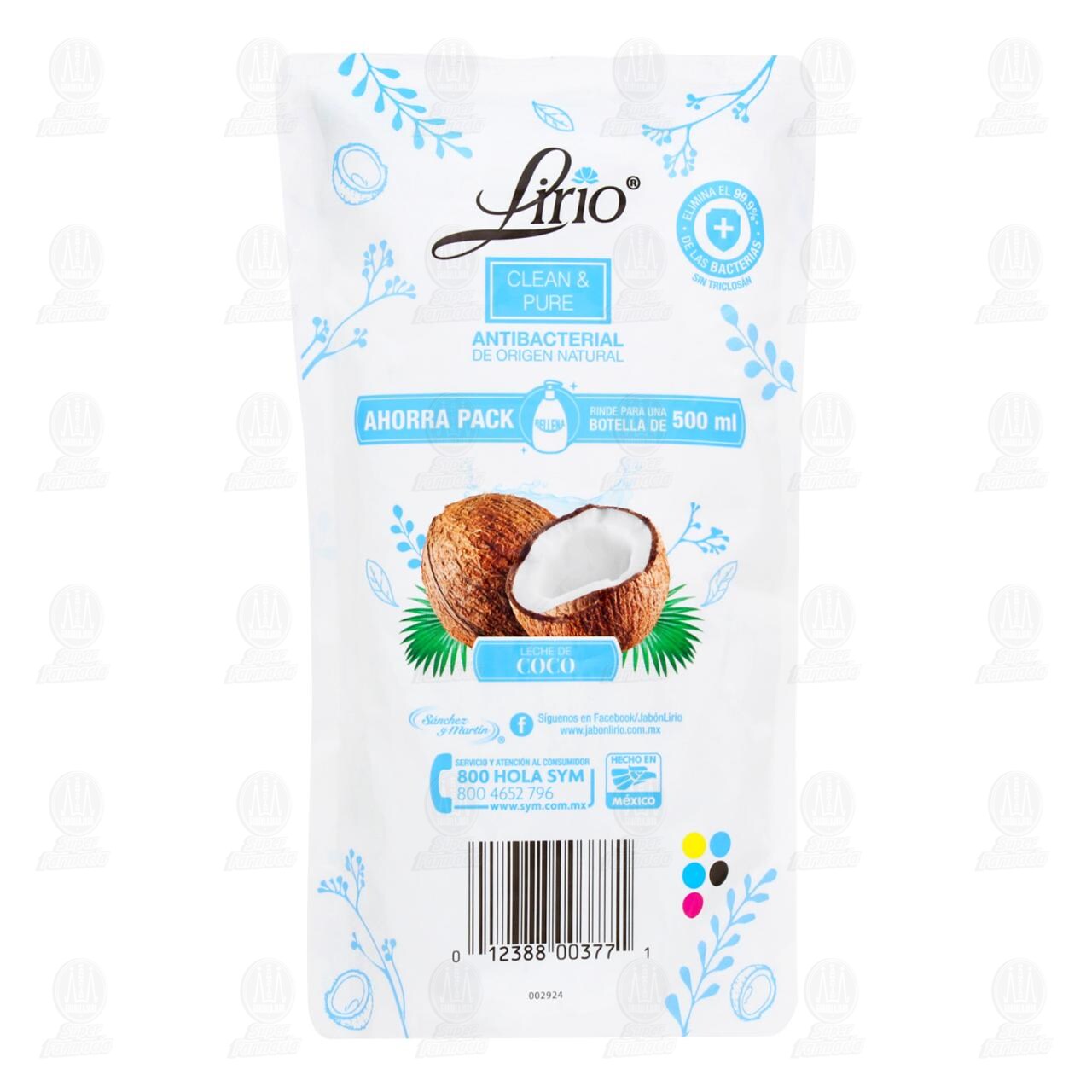 Jab&oacute;n L&iacute;quido Lirio Clean & Pure Leche de Coco, 500 ml. image number 1