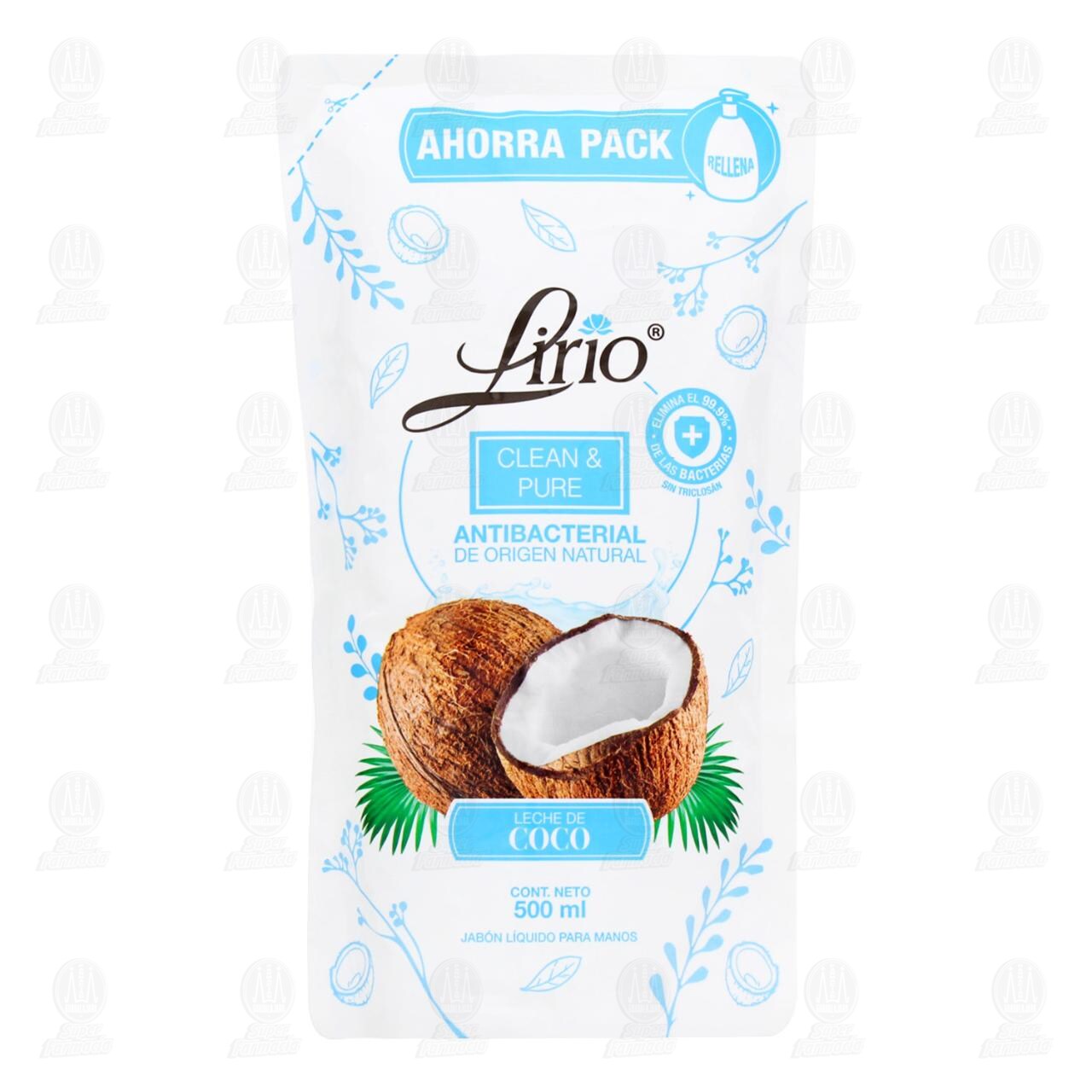 Jabón Líquido Lirio Clean & Pure Leche de Coco, 500 ml.