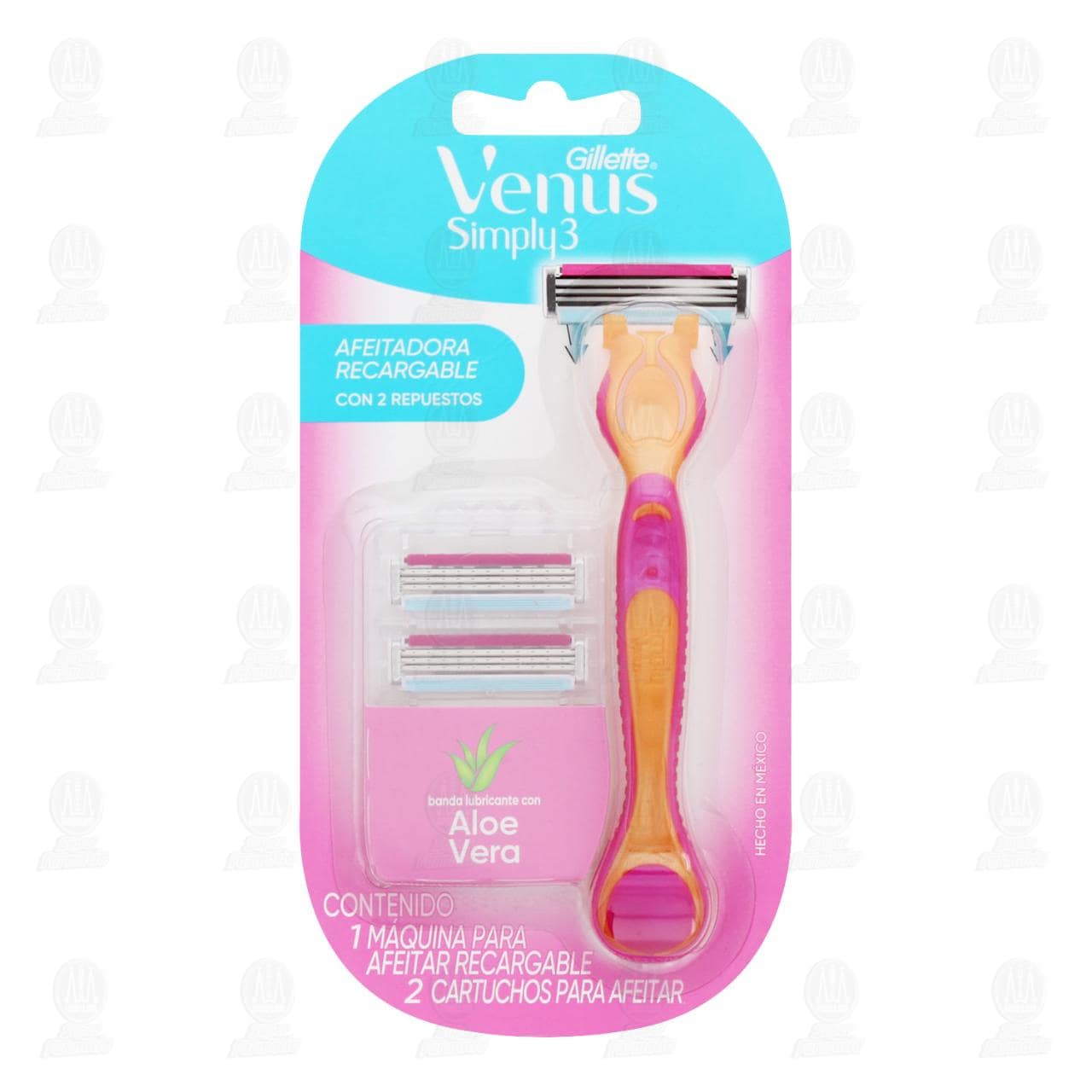 Afeitadora Recargable Gillette Venus Simply 3 Aloe Vera con repuestos, 3 pzas.