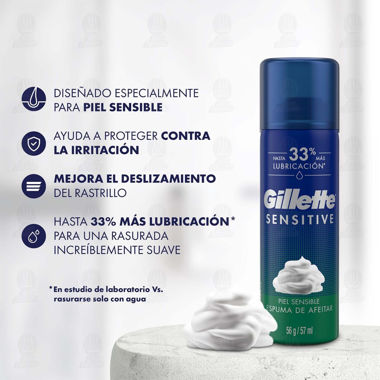 Espuma de Afeitar Gillette Sensitive Piel Sensible, 56 gr. image number 2