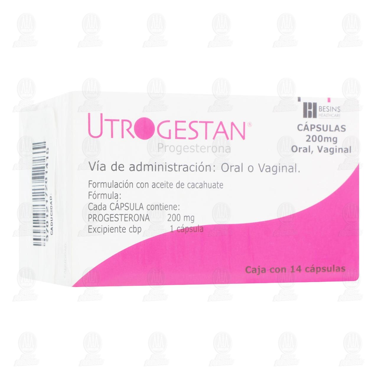 Pack Utrogestan 200 mg, 2 cajas de 14 Cápsulas c/u. image number 0