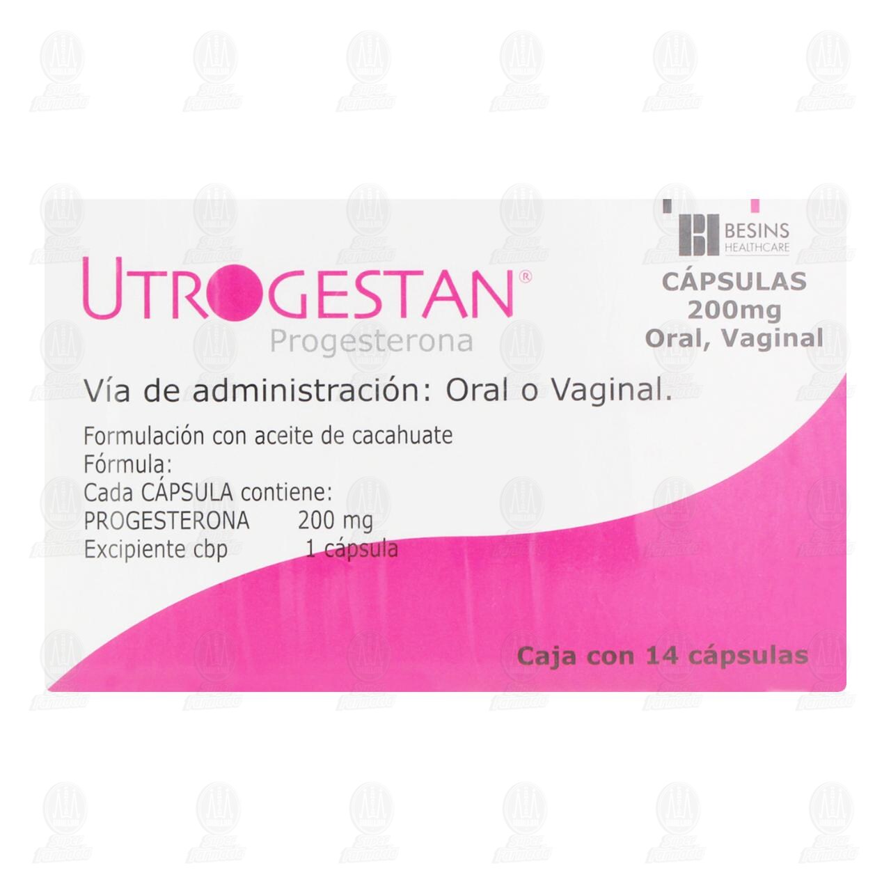 Pack Utrogestan 200 mg, 2 cajas de 14 Cápsulas c/u. image number 1
