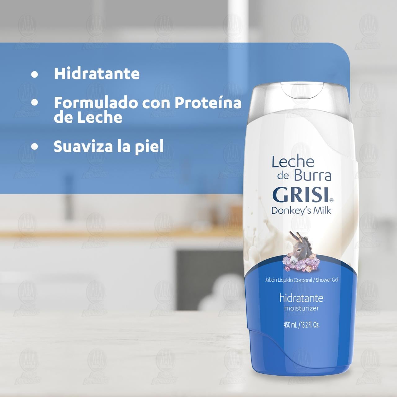 Jab&oacute;n Corporal Grisi Donkey's Milk Hidratante, 450 ml. image number 3