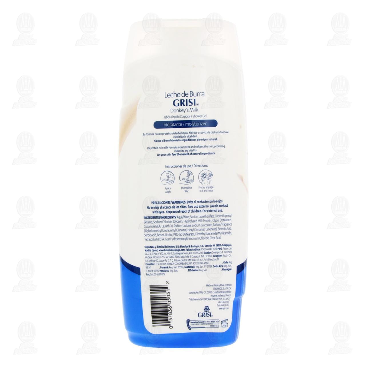 Jab&oacute;n Corporal Grisi Donkey's Milk Hidratante, 450 ml. image number 2