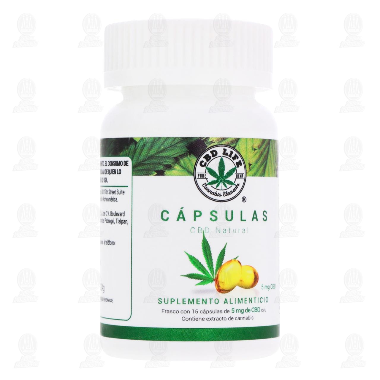 C&aacute;psulas CBD Natural Suplemento Alimenticio 5 mg, 15 C&aacute;psulas.