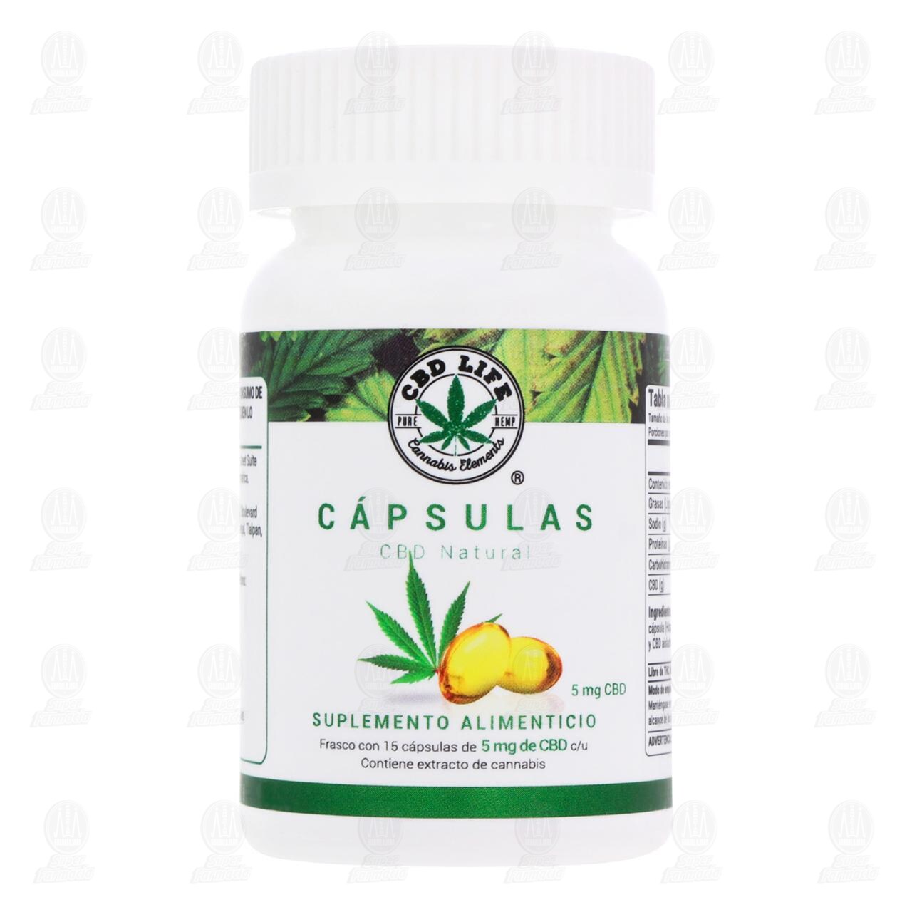 C&aacute;psulas CBD Natural Suplemento Alimenticio 5 mg, 15 C&aacute;psulas. image number 1
