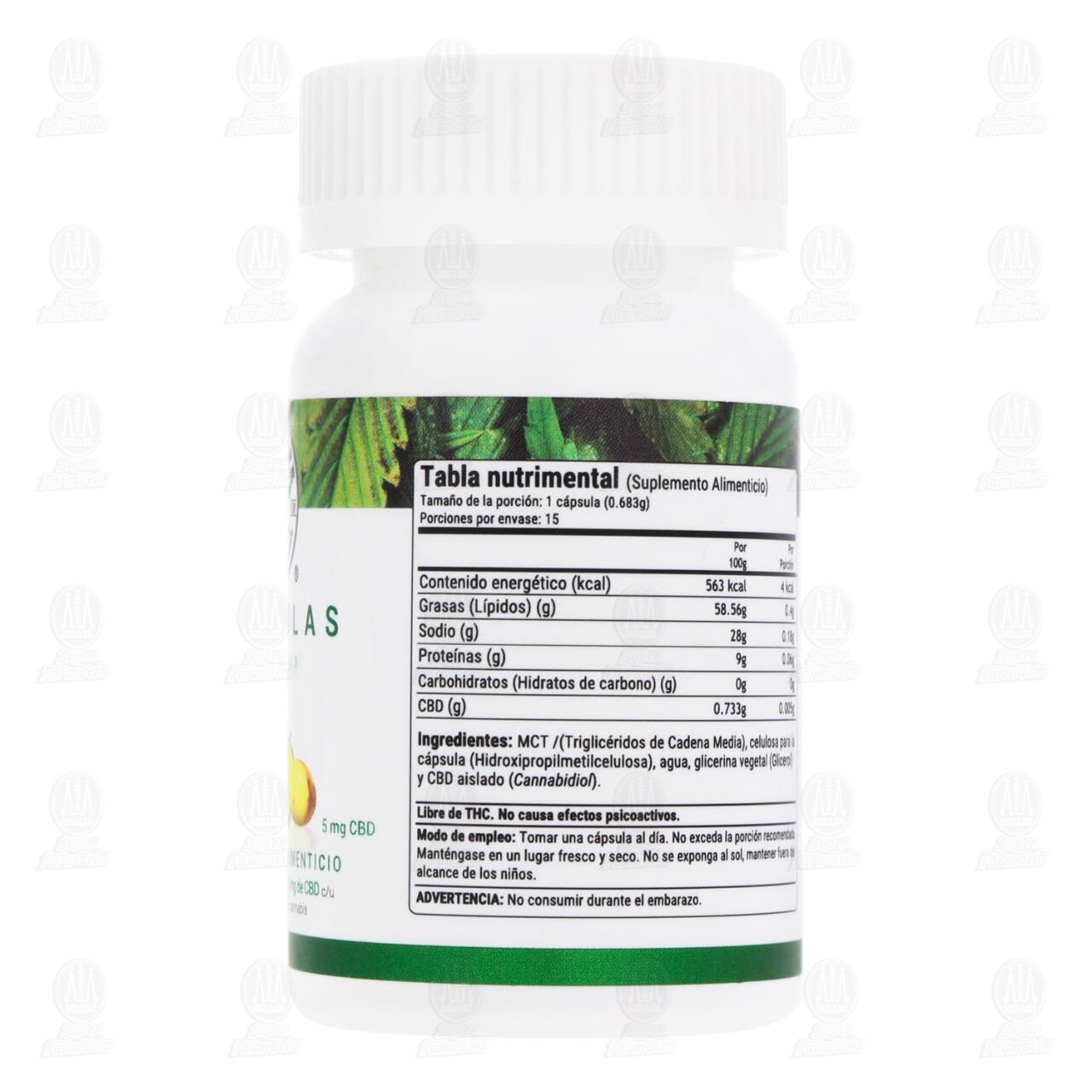 C&aacute;psulas CBD Natural Suplemento Alimenticio 5 mg, 15 C&aacute;psulas. image number 2