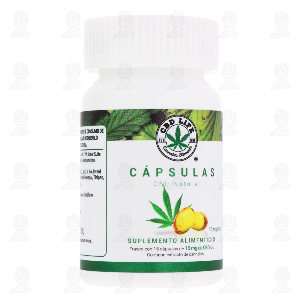 C&aacute;psulas CBD Natural Suplemento Alimenticio 15 mg, 15 C&aacute;psulas. image number 0