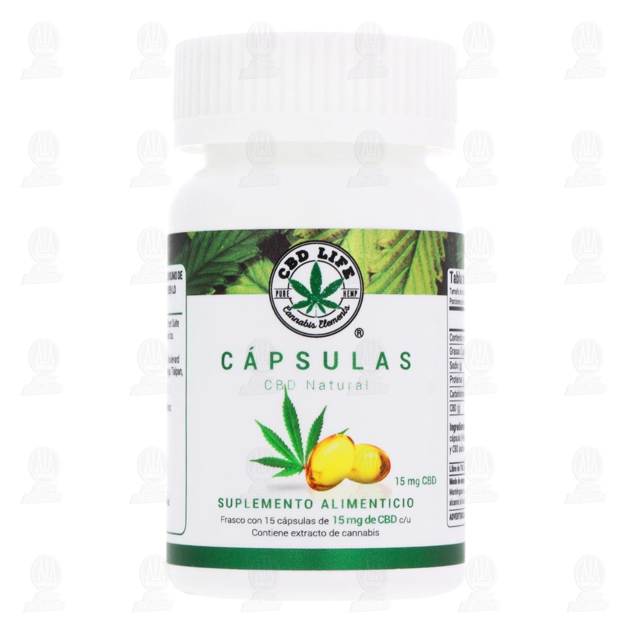 C&aacute;psulas CBD Natural Suplemento Alimenticio 15 mg, 15 C&aacute;psulas. image number 1