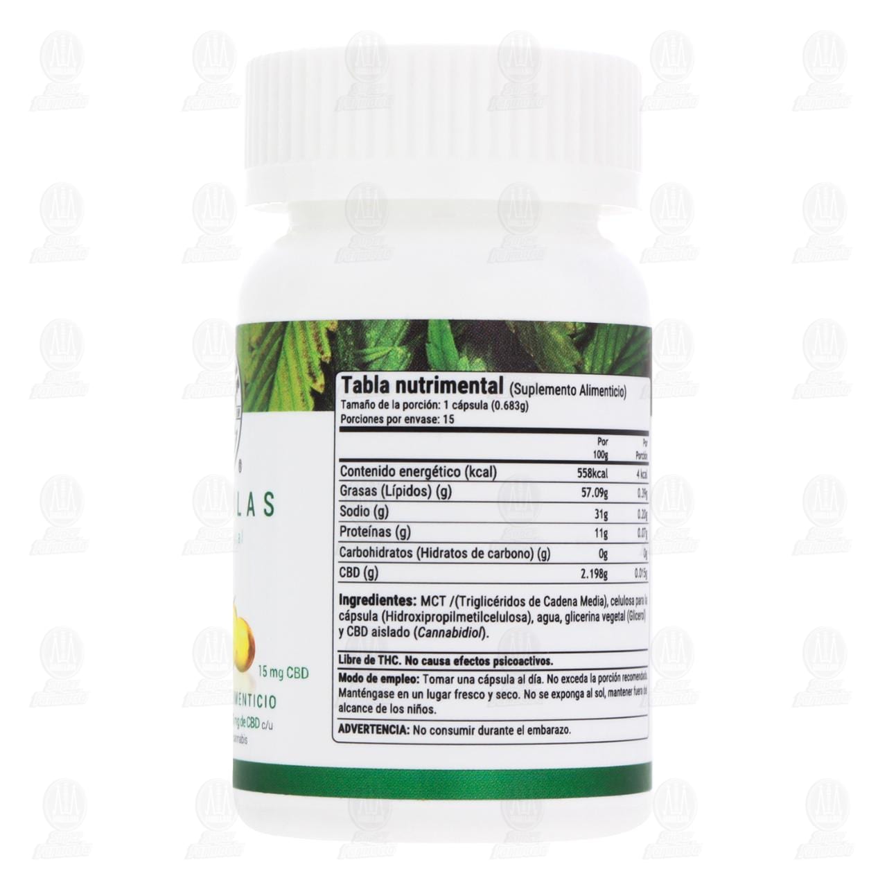 C&aacute;psulas CBD Natural Suplemento Alimenticio 15 mg, 15 C&aacute;psulas. image number 2