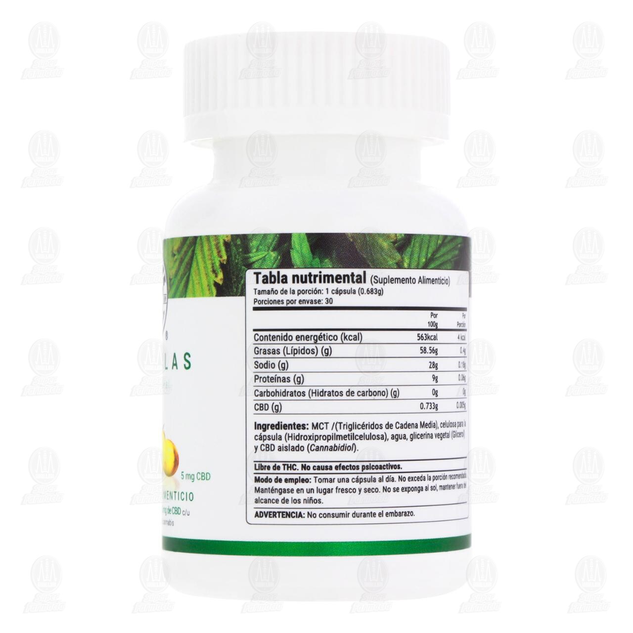 C&aacute;psulas CBD Natural Suplemento Alimenticio 5 mg, 30 C&aacute;psulas. image number 2