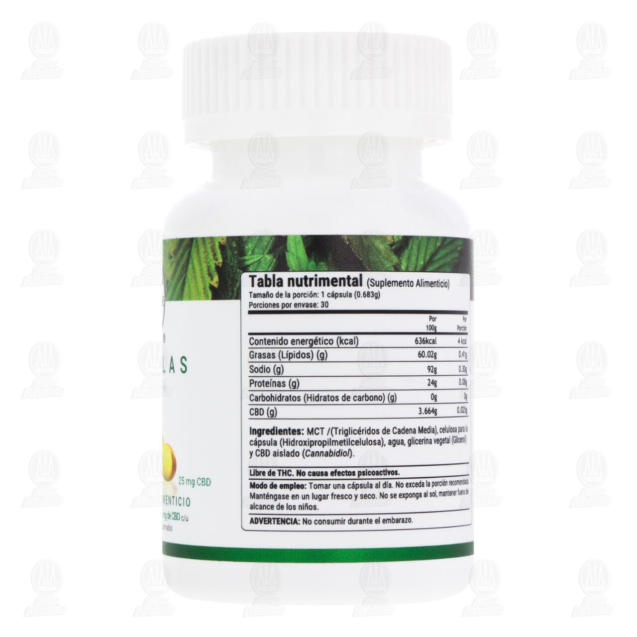 C&aacute;psulas CBD Natural Suplemento Alimenticio 25 mg, 30 C&aacute;psulas. image number 2