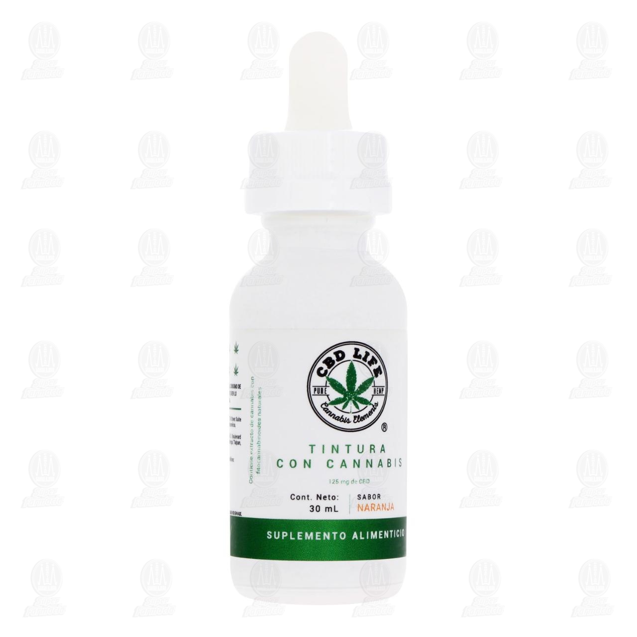 Tintura CBD Life Suplemento Alimenticio Sabor Naranja 125 mg, 30 ml.