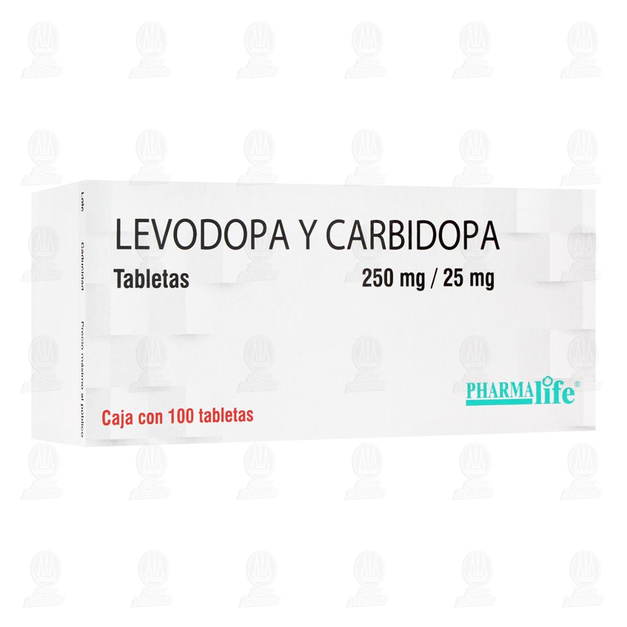 Levodopa y Carbidopa 250mg/25mg, 100 Tabletas Pharmalife.