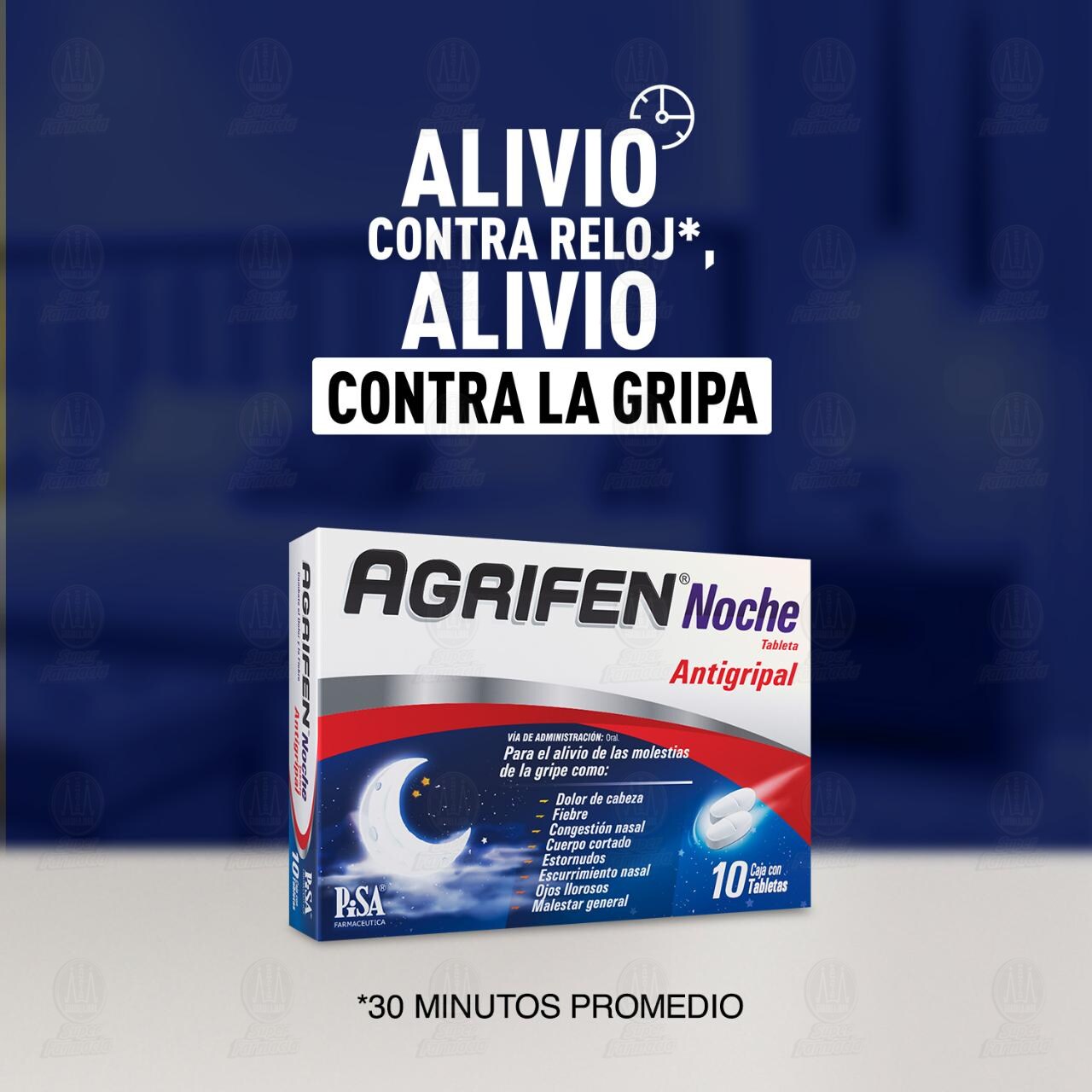 Agrifen Noche, 500mg/5mg/4mg, 10 Tabletas. image number 2