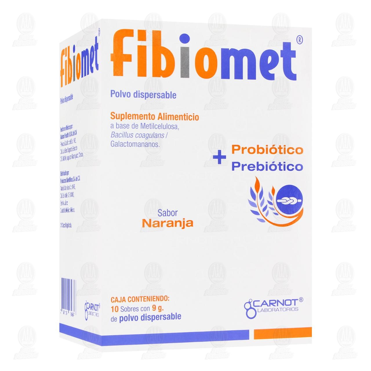 Fibiomet Suplemento Alimenticio Sabor Naranja, 10 sobres. image number 0
