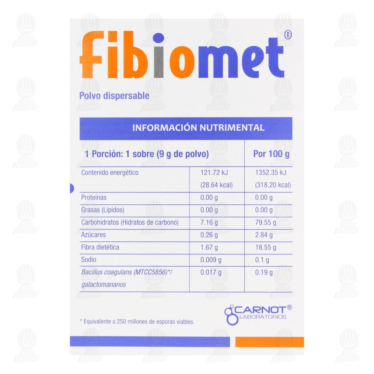 Fibiomet Suplemento Alimenticio Sabor Naranja, 10 sobres. image number 2