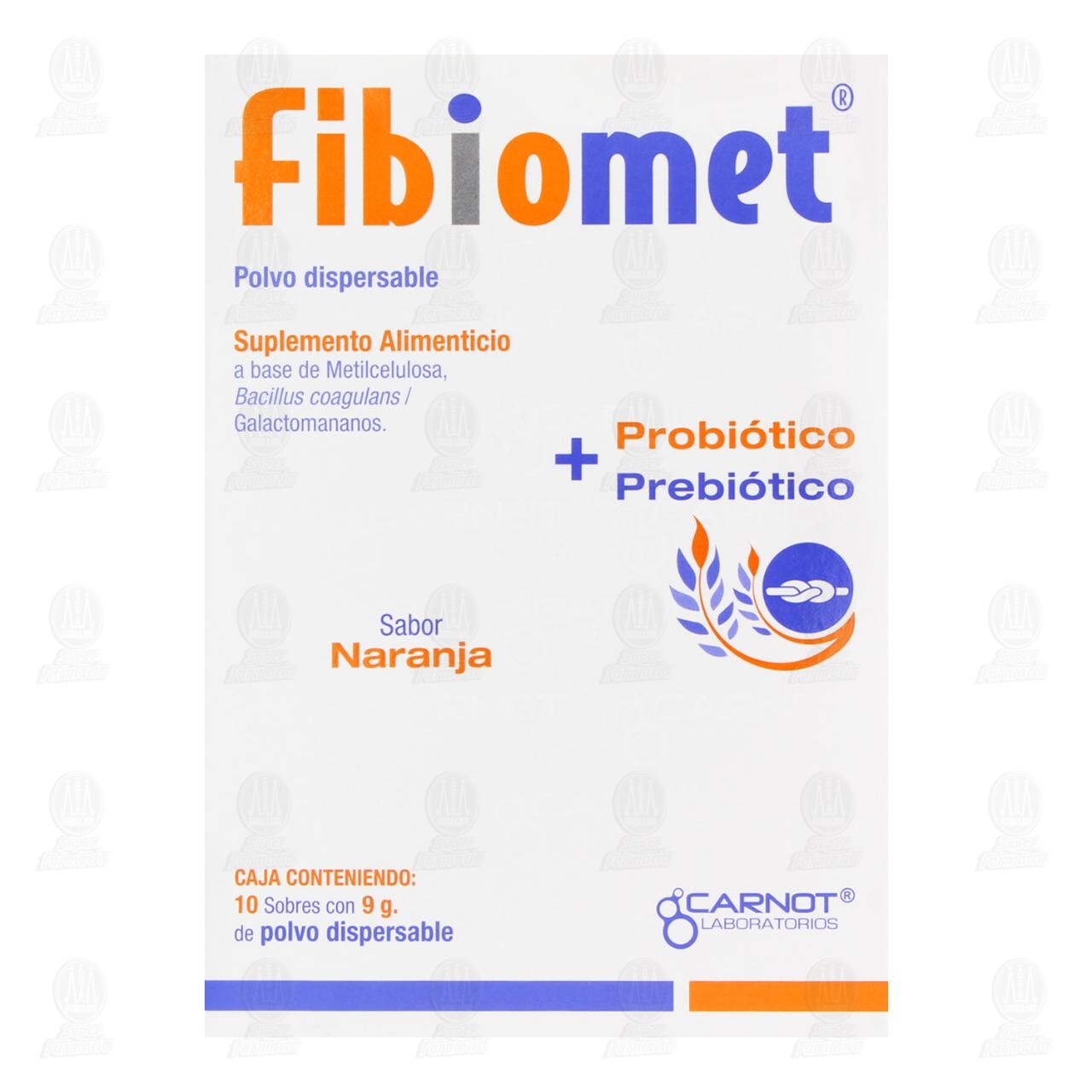 Fibiomet Suplemento Alimenticio Sabor Naranja, 10 sobres. image number 1
