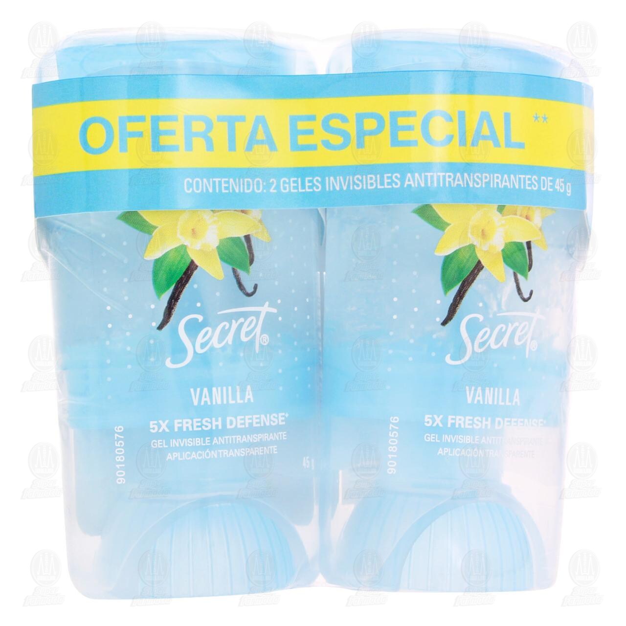 Pack Antitranspirante Secret Vanilla en Gel, 2 pzas de 45 gr c/u. image number 0
