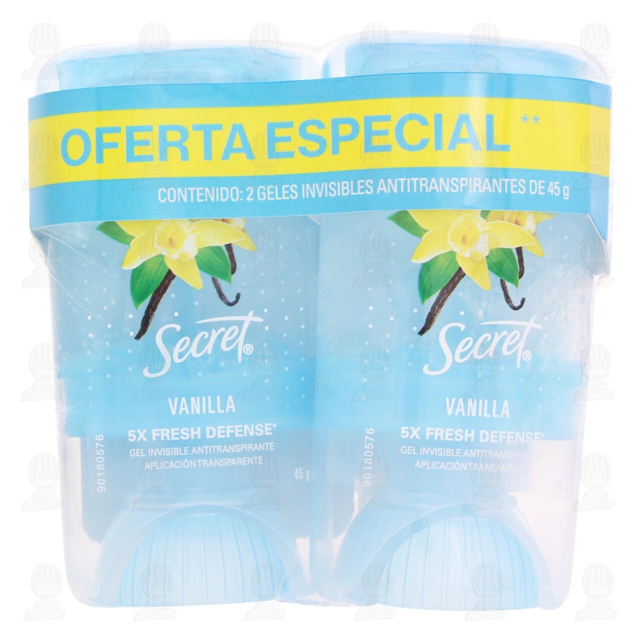 Pack Antitranspirante Secret Vanilla en Gel, 2 pzas de 45 gr c/u. image number 1