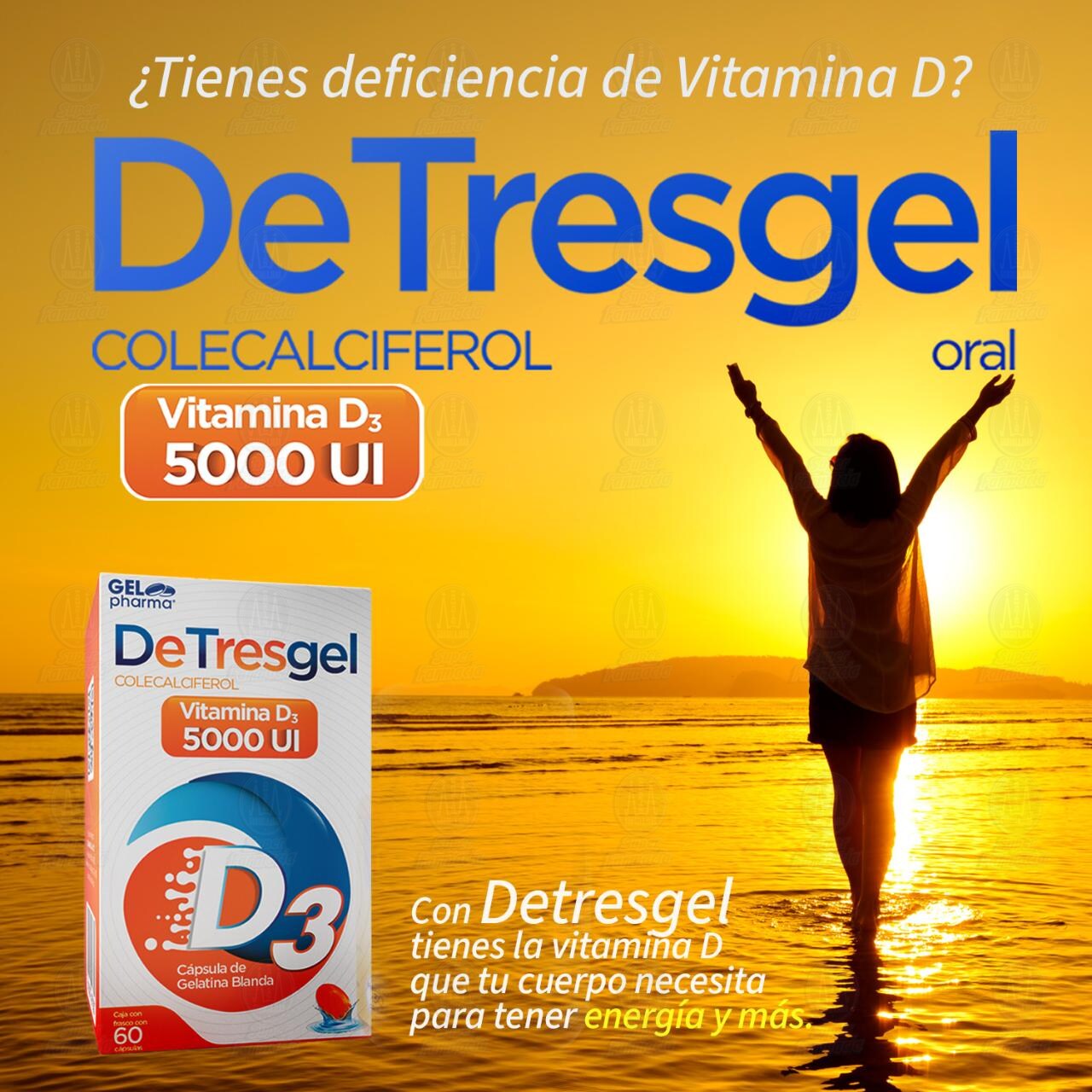 DeTresgel Vitamina D3 5000 UI, 60 Cápsulas. image number 3