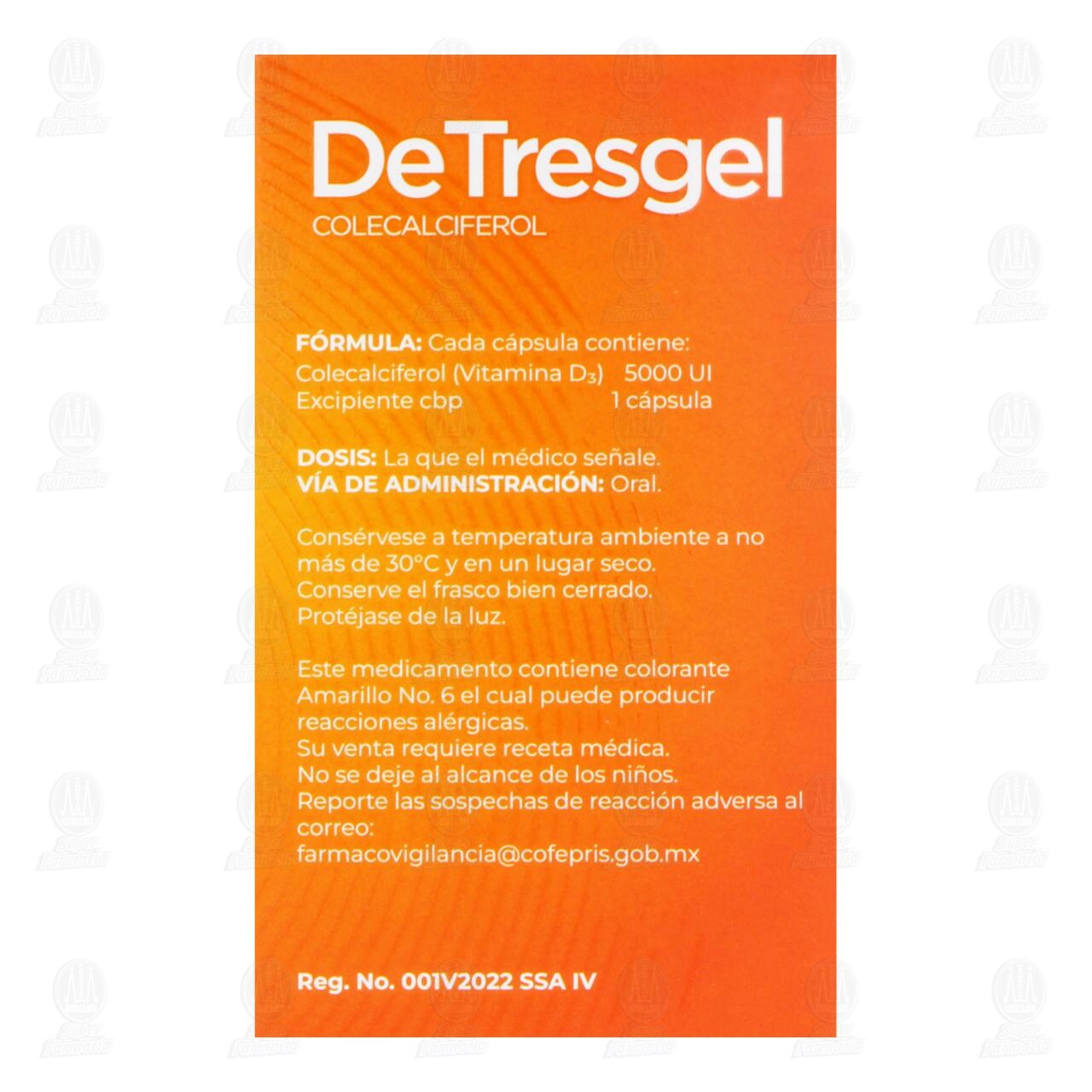 DeTresgel Vitamina D3 5000 UI, 60 Cápsulas. image number 2
