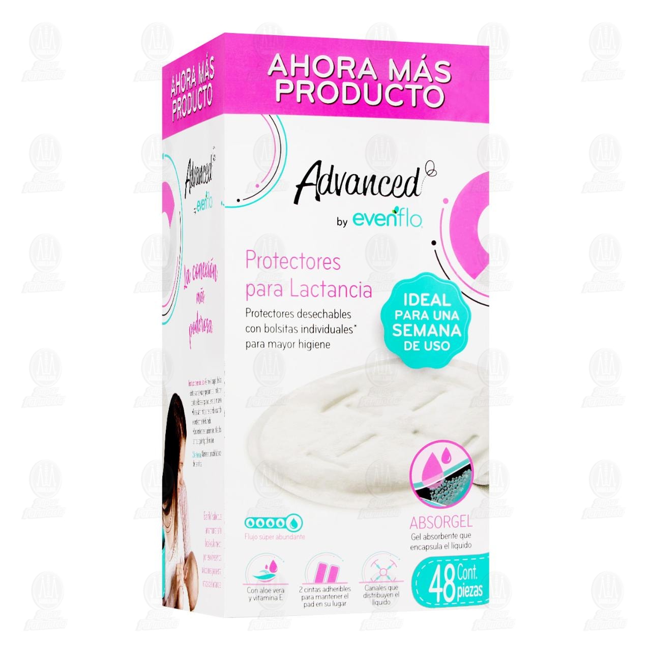 Protectores para Lactancia Advanced Evenflo Flujo Super Abundante, 48 pzas.