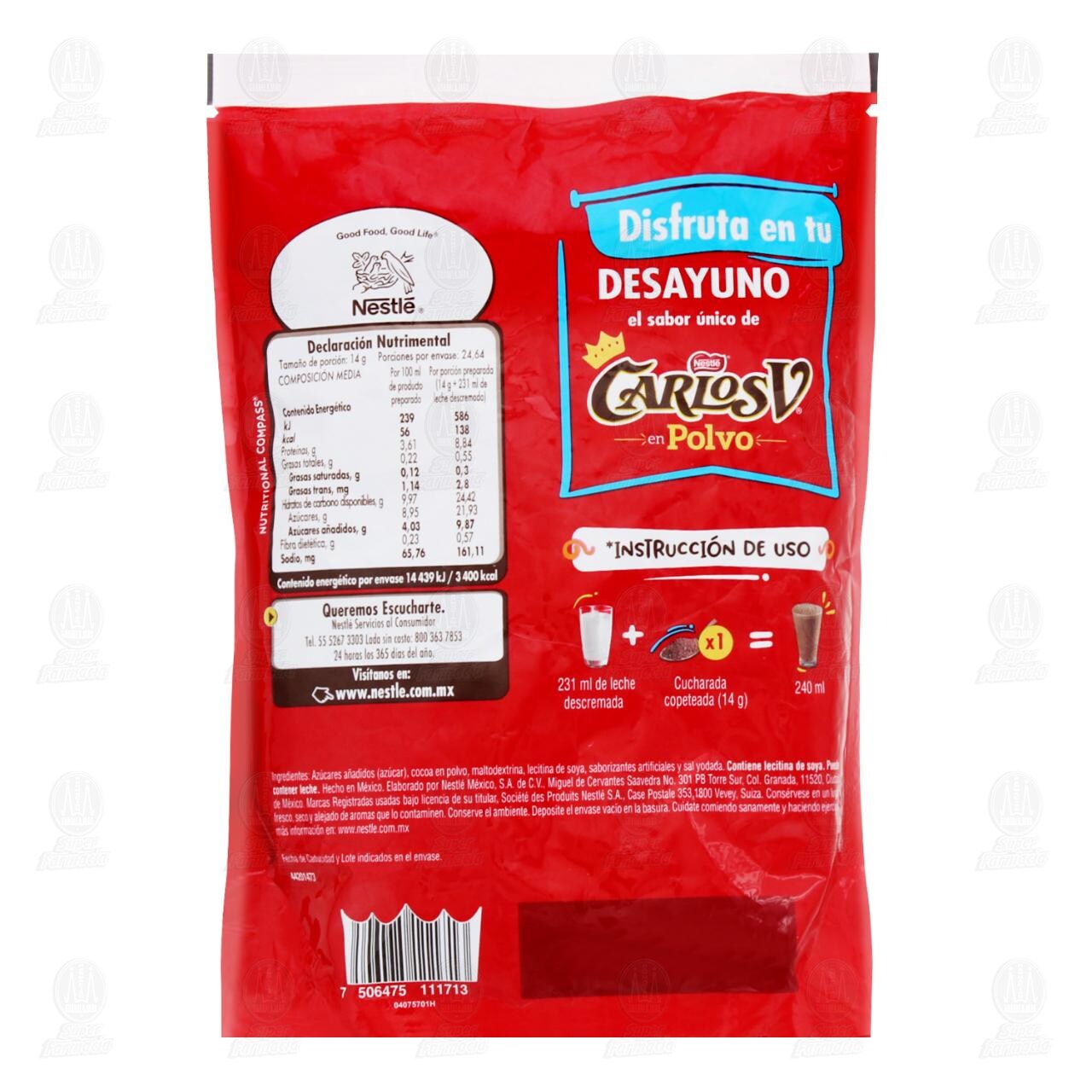 Chocolate en Polvo Carlos V, 345 gr. image number 1