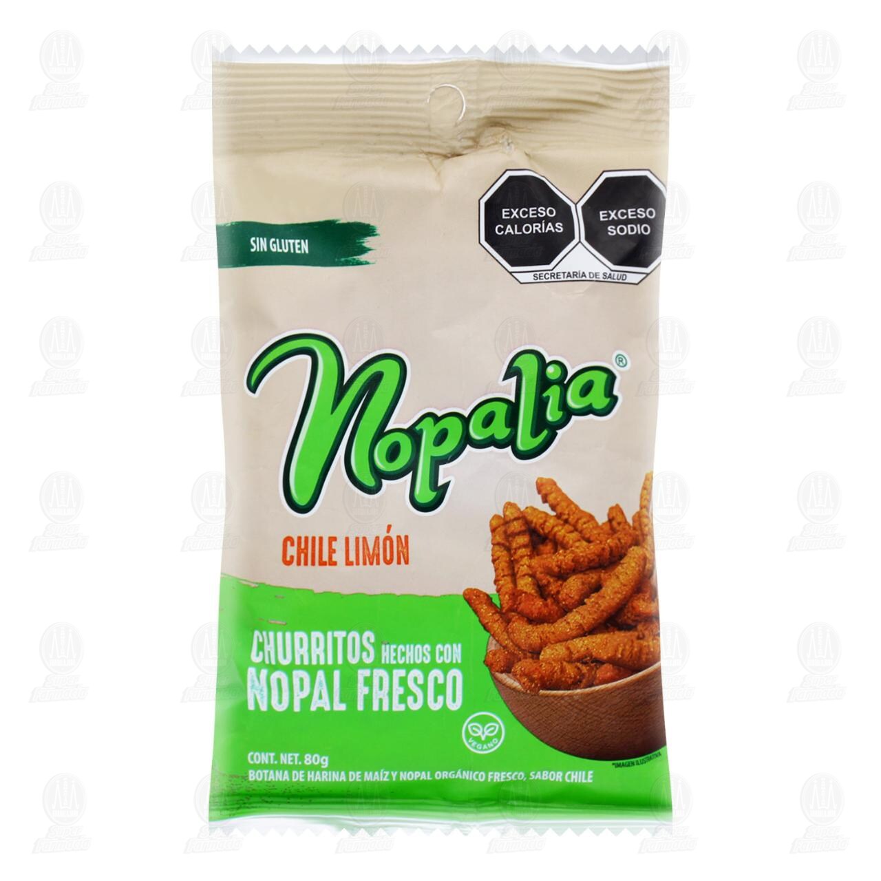 Botana Nopalia Churritos con Nopal Fresco Chile Lim&oacute;n, 80 gr. image number 0
