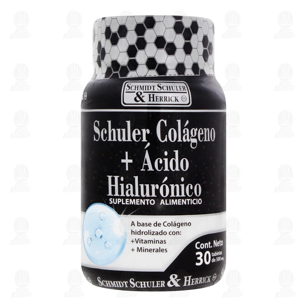 Schuler Col&aacute;geno + &Aacute;cido Hialur&oacute;nico Suplemento Alimenticio 500 mg, 30 Tabletas. image number 1