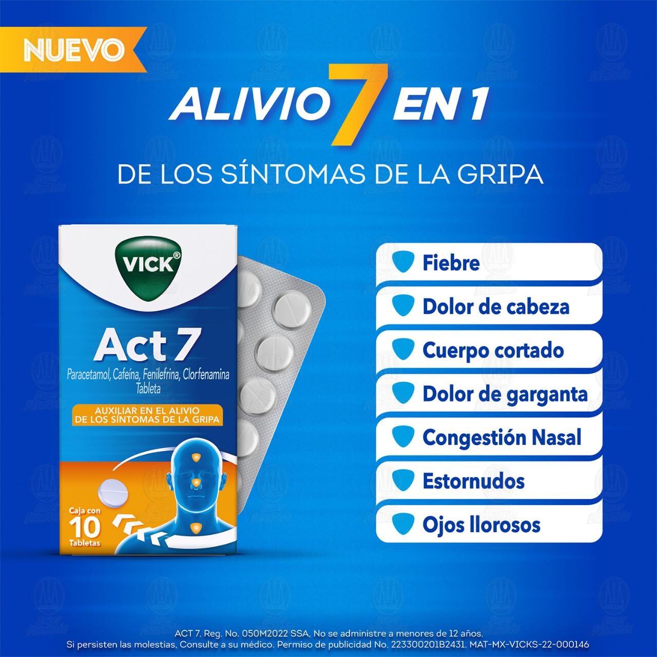 Vick Act 7, 10 Tabletas. image number 3