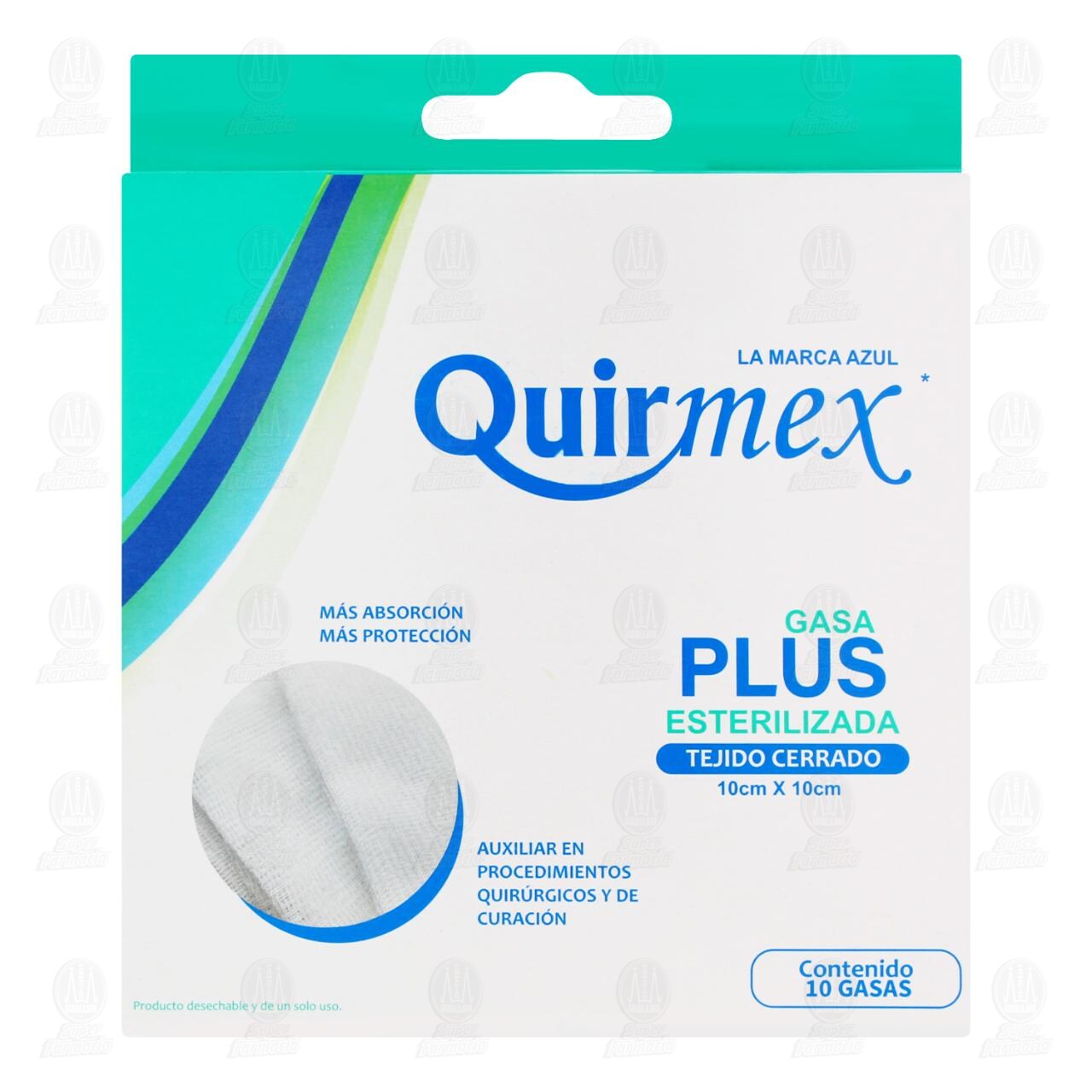 Gasa Plus Quirmex Esterilizada 10cm x 10cm, 10 pzas. image number 1