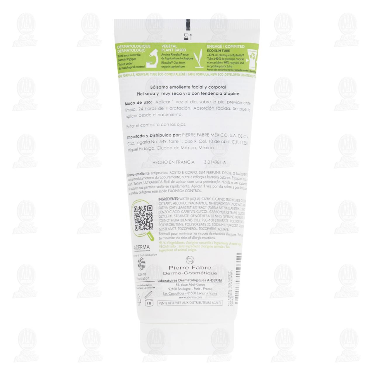 A-Derma B&aacute;lsamo Emoliente Exomega Control, 200 ml. image number 1