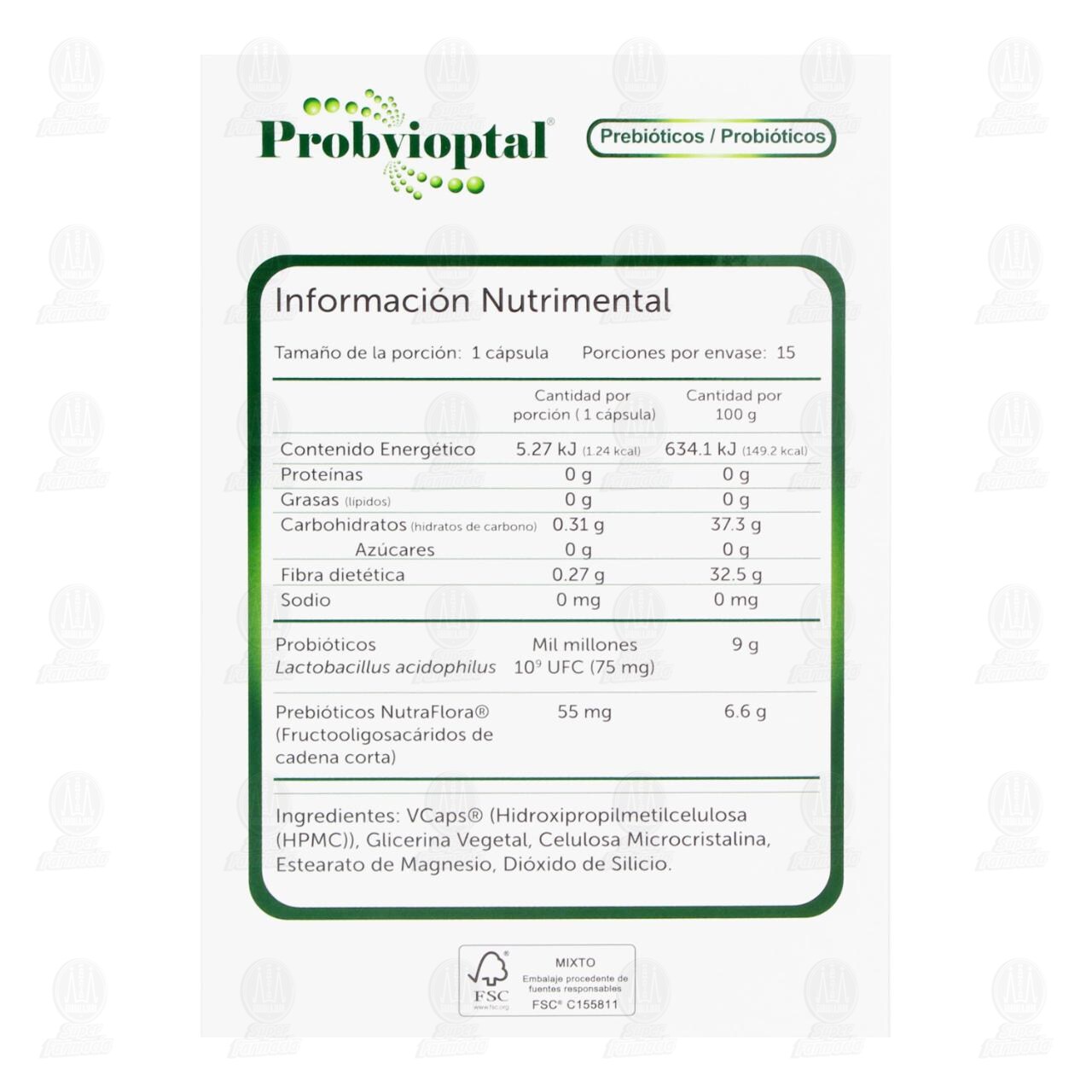Probvioptal 0.84 gr Suplemento Alimenticio, 15 Cápsulas. image number 2
