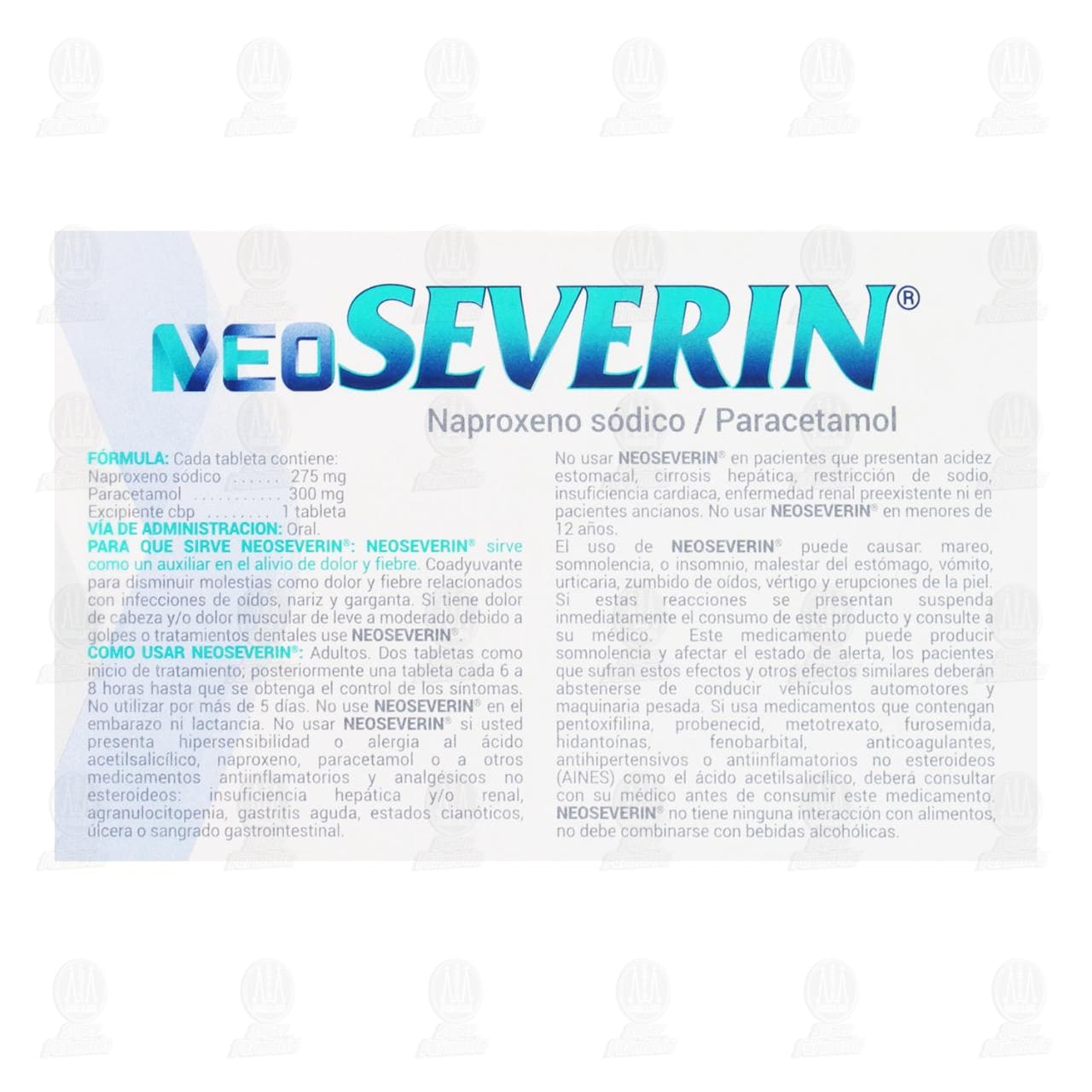NeoSeverin 275mg/300mg, 16 Tabletas. image number 2