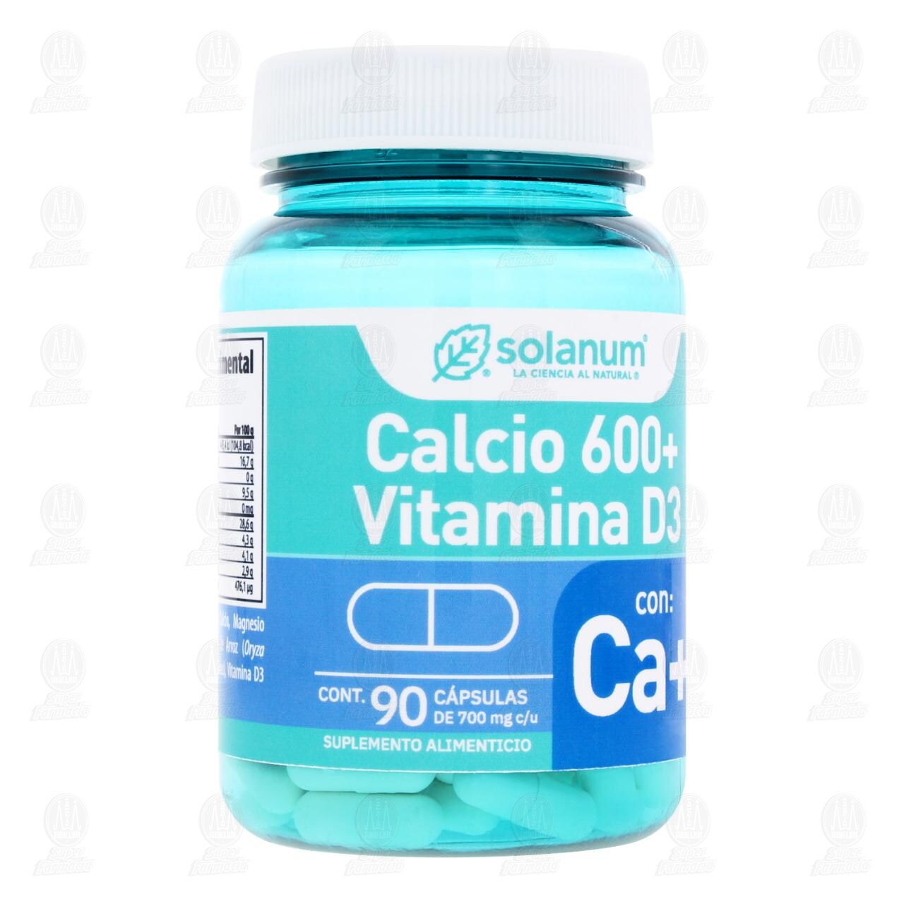 Calcio 600 + Vitamina D3 700 mg, 90 C&aacute;psulas. image number 0