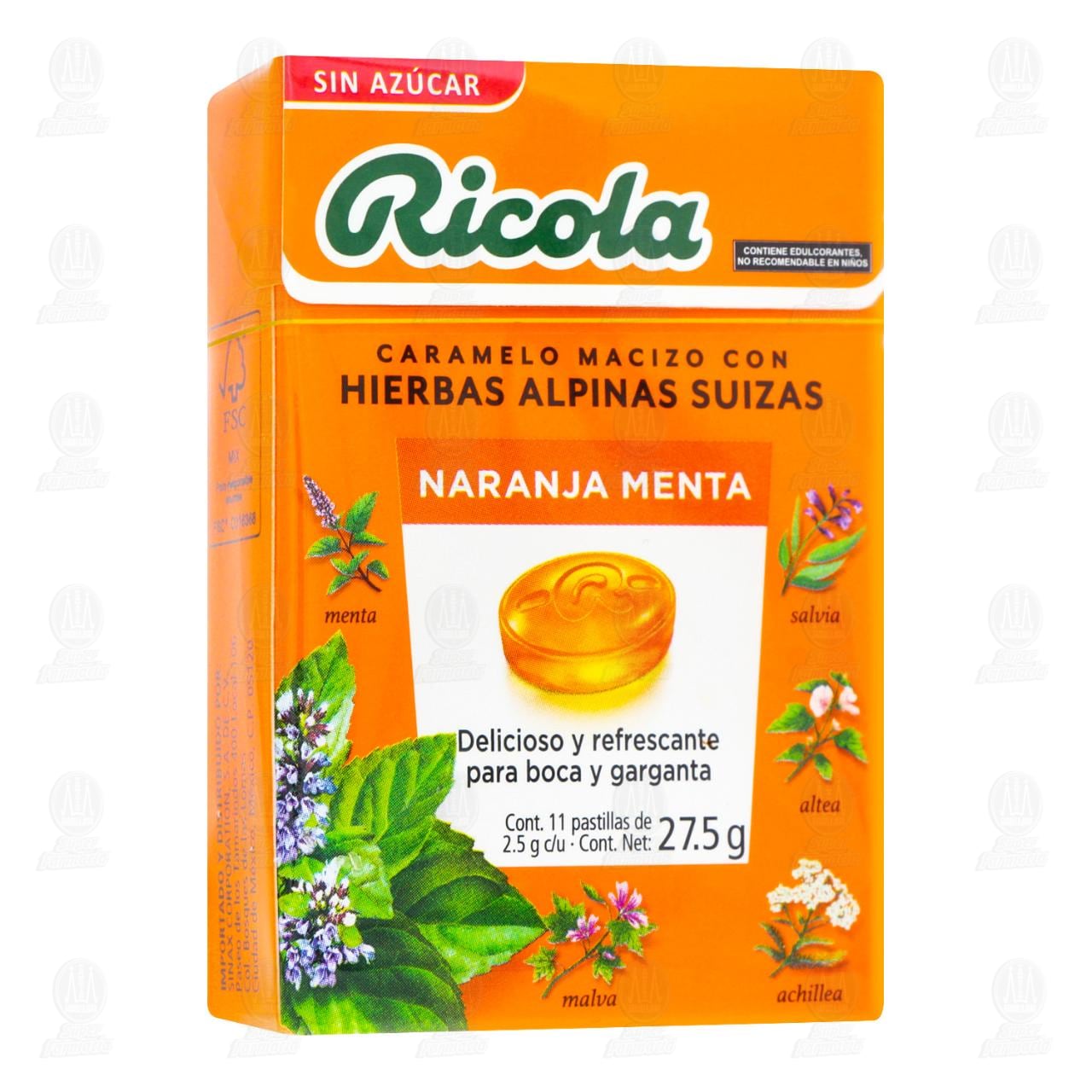 Imagen para Ricola Pastillas Herbales para la Garganta Naranja Menta Sin Azúcar, 27.5 gr.