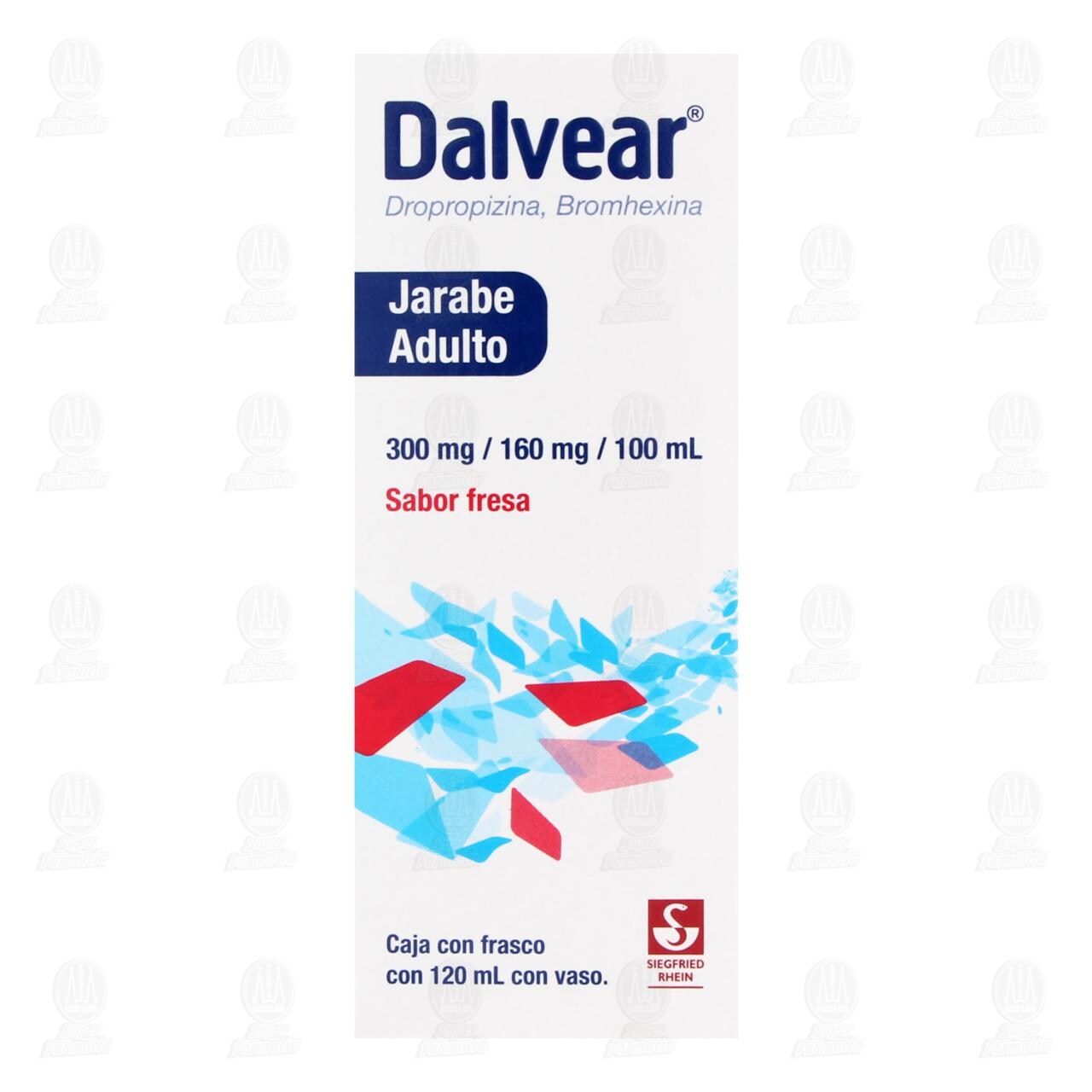 Dalvear 300mg/160mg/100ml Jarabe para Adulto Sabor Fresa, 120 ml. image number 1