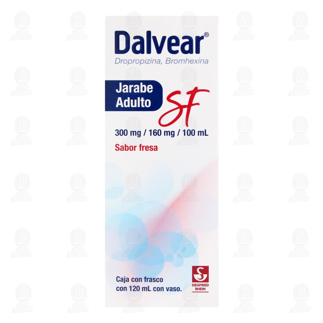 Dalvear SF 300mg/160mg/100ml Jarabe para Adulto Sabor Fresa, 120 ml. image number 1