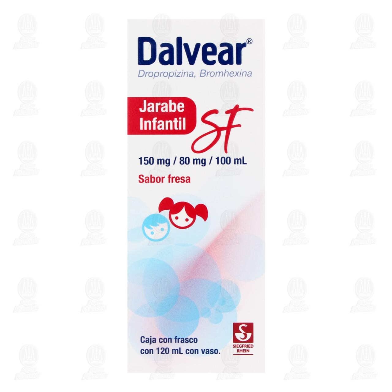 Dalvear SF 150mg/80mg/100ml Jarabe Infantil Sabor Fresa, 120 ml. image number 1