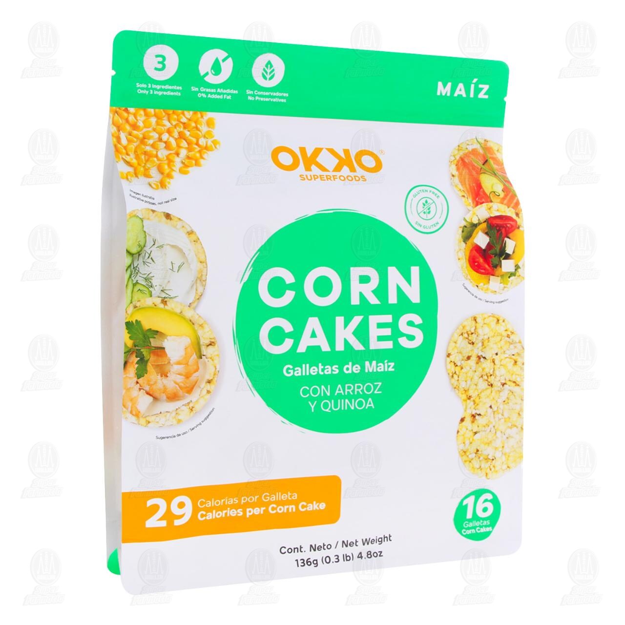 Galletas de Ma&iacute;z Okko Corn Cakes con Arroz y Quinoa, 136 gr. image number 0