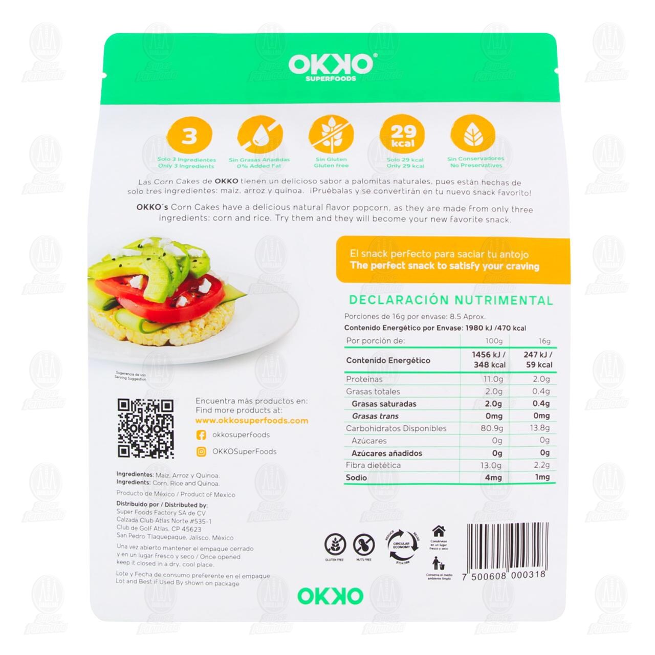 Galletas de Ma&iacute;z Okko Corn Cakes con Arroz y Quinoa, 136 gr. image number 2