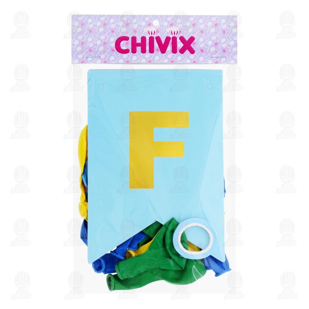 Decoración Chivix Fiesta Cumpleaños, 30 Globos + Tira Banderín. image number 0