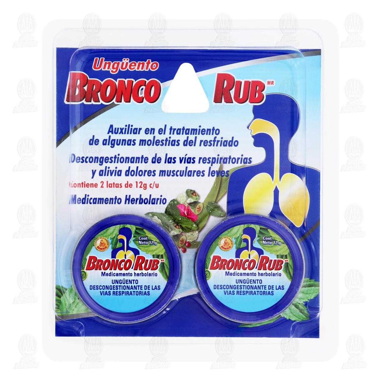 Ung&uuml;ento Bronco Rub Descongestionante de las v&iacute;as Respiratorias, 2 pzas de 12 gr c/u. image number 0