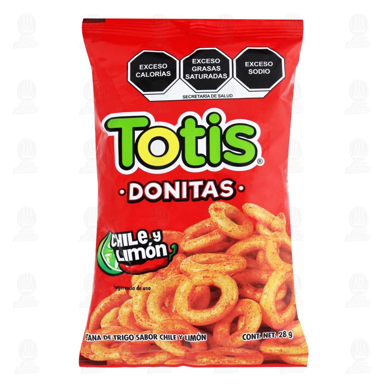Botana Totis Donitas Chile y Lim&oacute;n, 28 gr.