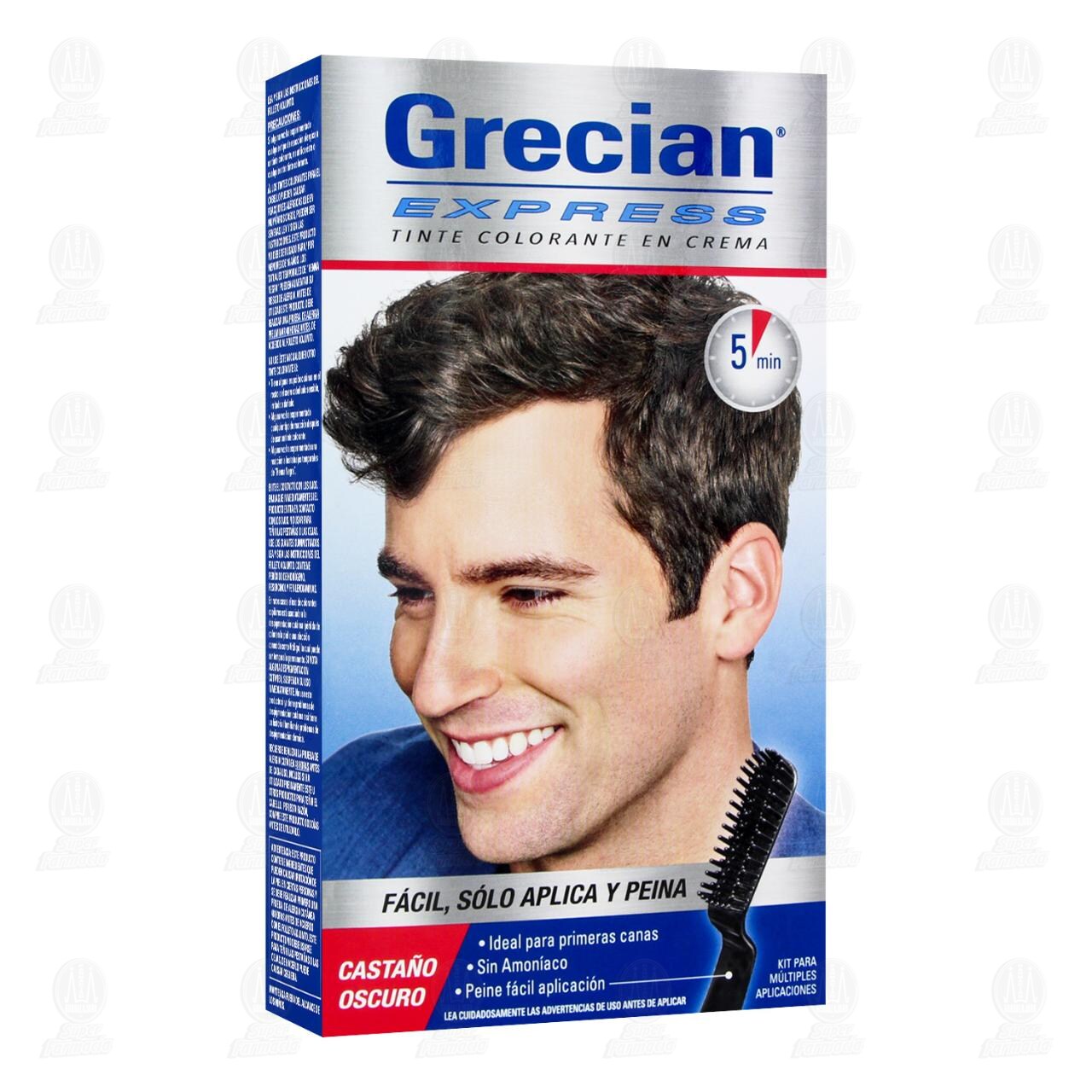 Tinte Colorante en Crema Grecian Express Color Casta&ntilde;o Oscuro, 1 pz.