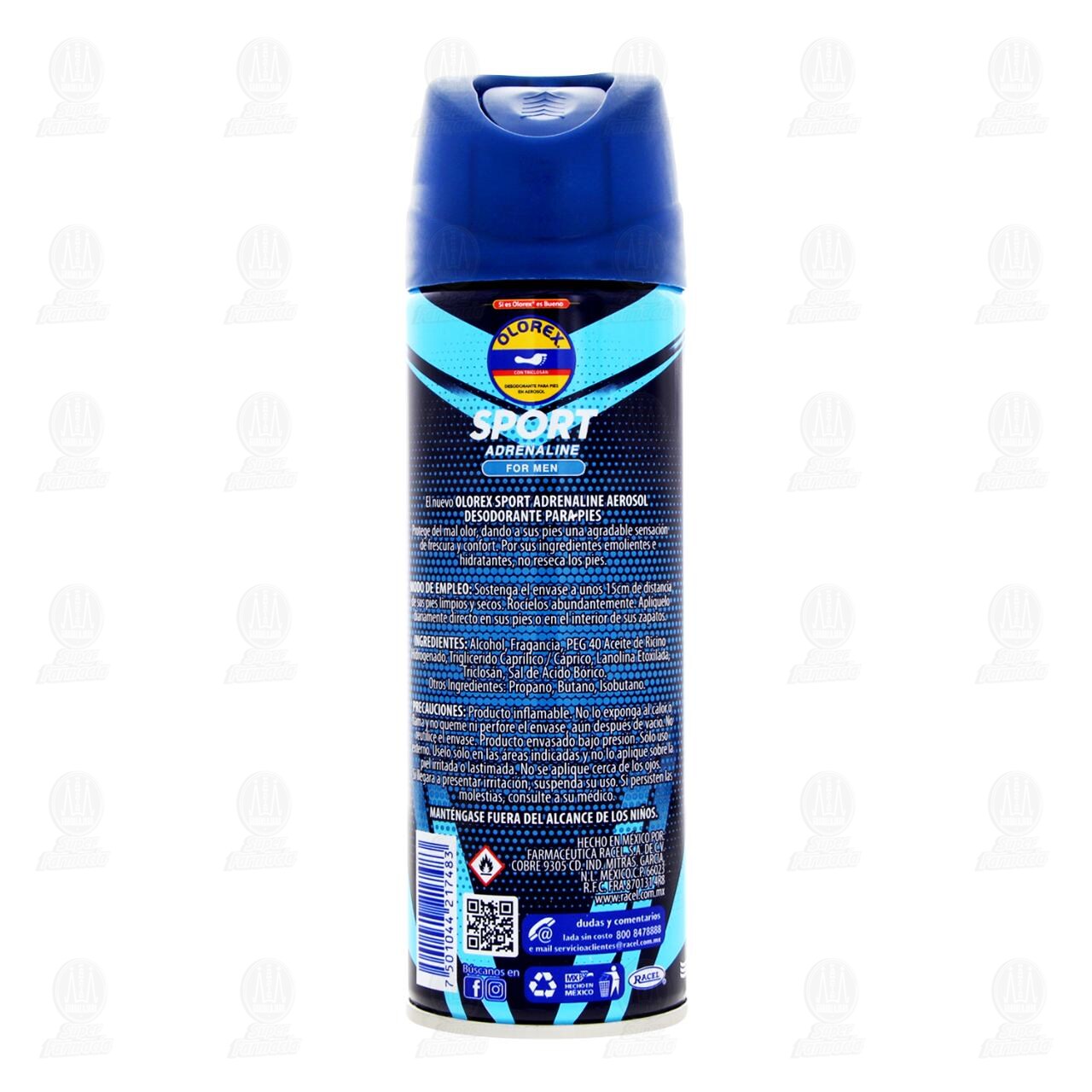 Desodorante Olorex Sport Adrenaline For Men con Triclos&aacute;n en Aerosol, 180 ml. image number 2
