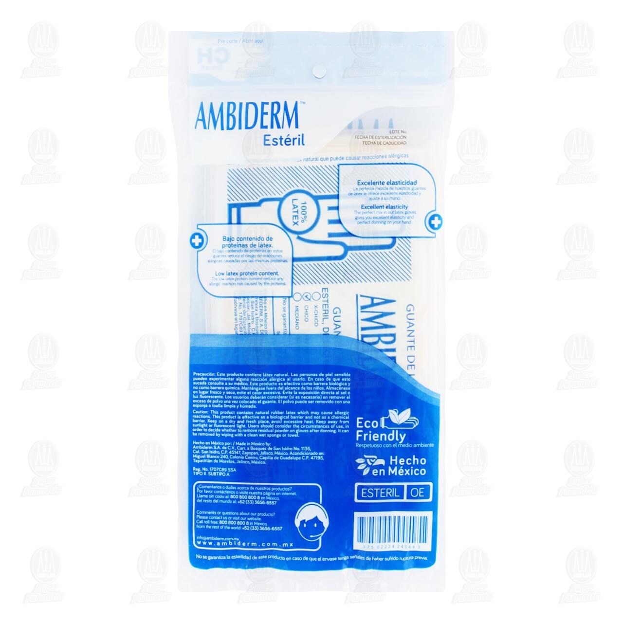 Guantes de Látex Ambiderm Estéril Chico, 10 pzas. image number 1