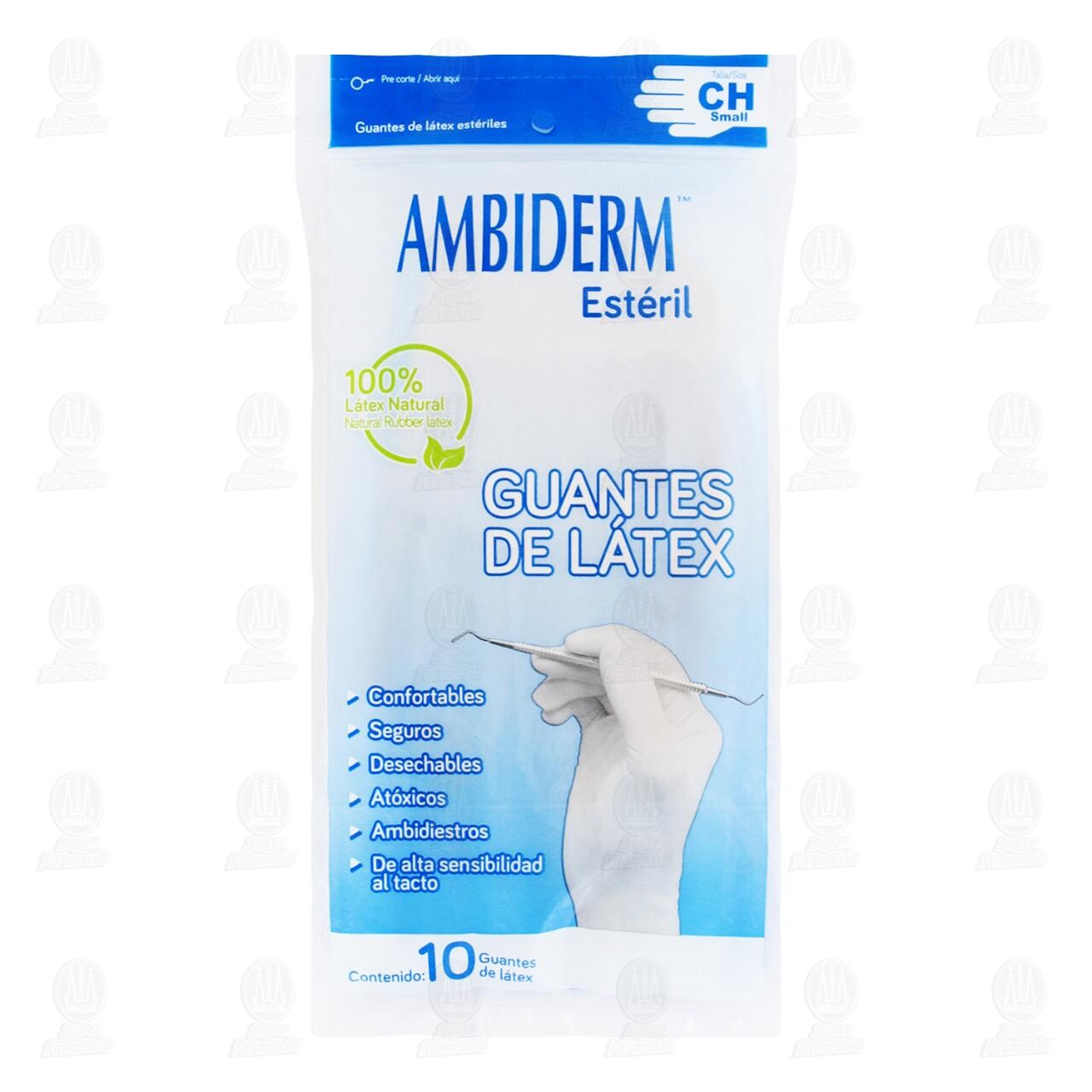 Guantes de Látex Ambiderm Estéril Chico, 10 pzas. image number 0