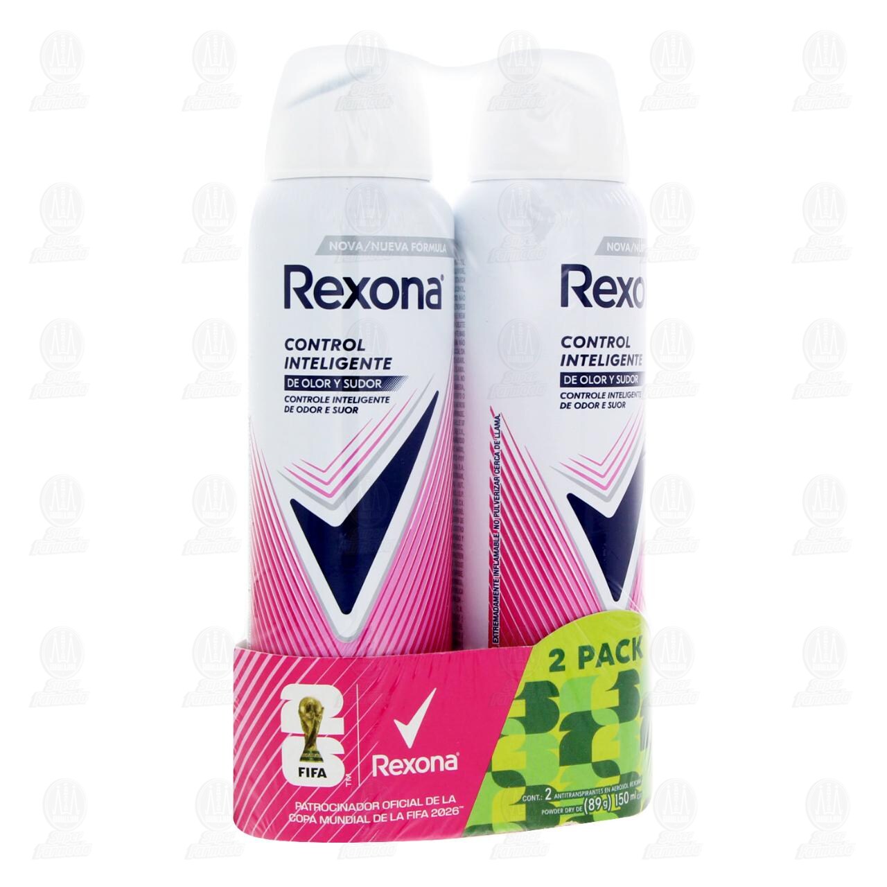 Pack Antitranspirante Rexona Powder Dry en Aerosol, 2 pzas de 150 ml. image number 0